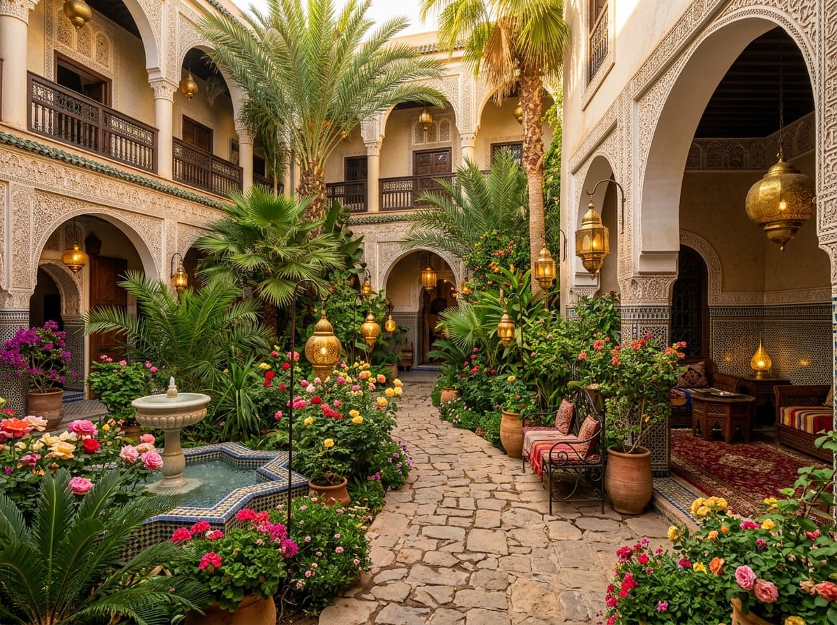 Jardin luxuriant du riad