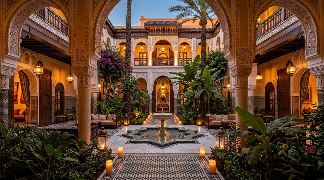 Jardin et fontaine du riad